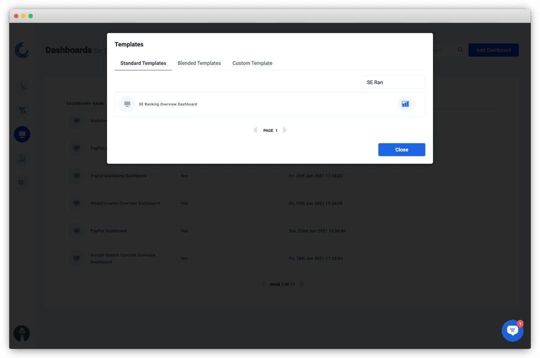 A screenshot of Oviond template library.