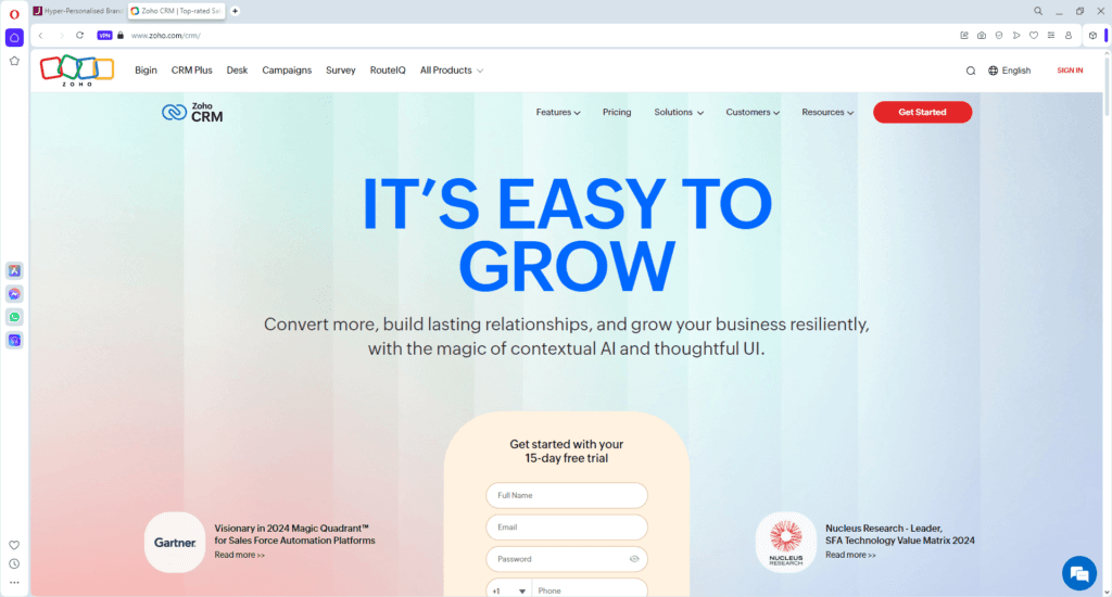 Zoho CRM - Free AI Tool for Digital Marketing Agencies