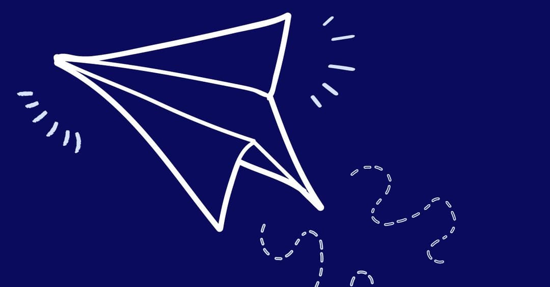 Illustration of a white paper airplane with motion lines, representing streamlined workflows like those in Google Looker Studio.