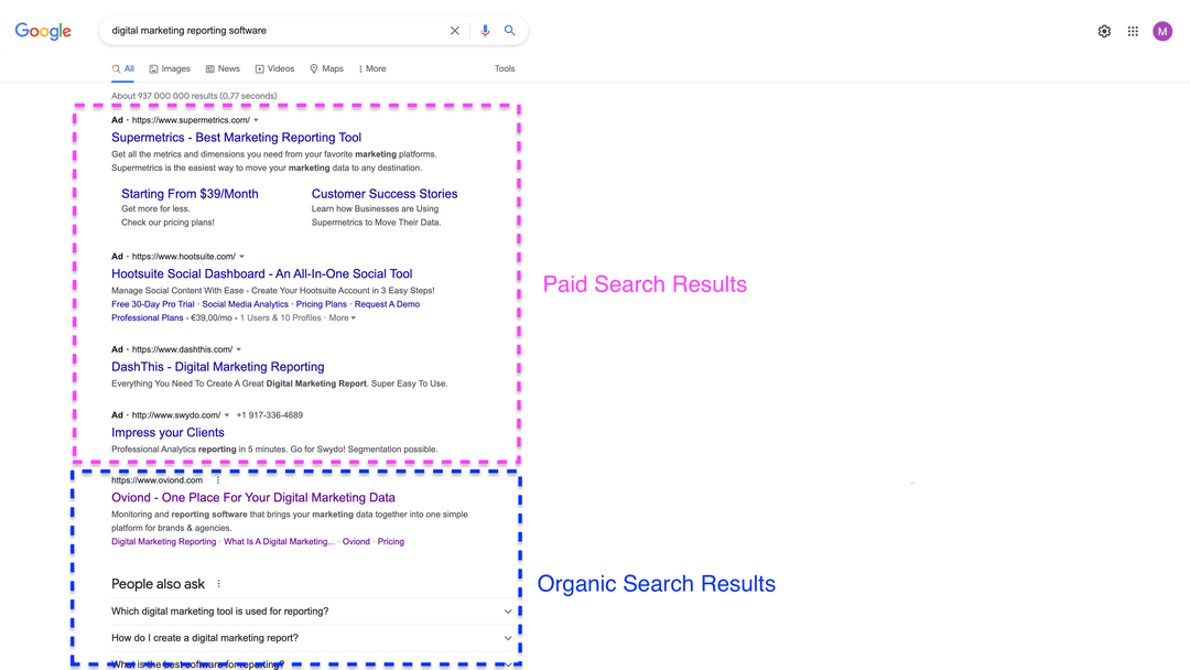 A screenshot of Google's search engine result page.
