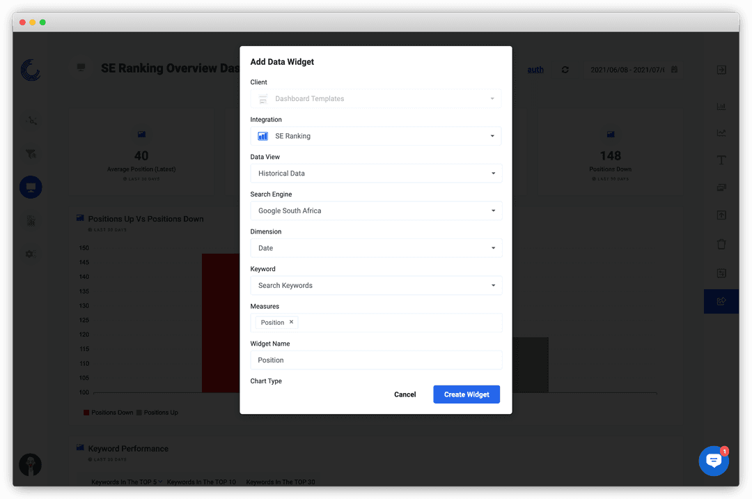 Screenshot of Oviond's widget builder.