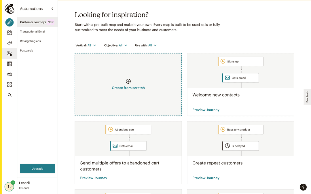 A screenshot of Mailchimp's automation feature.