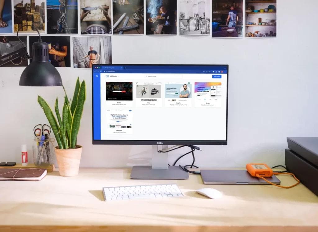 Desktop view of Oviond home screen displaying client projects