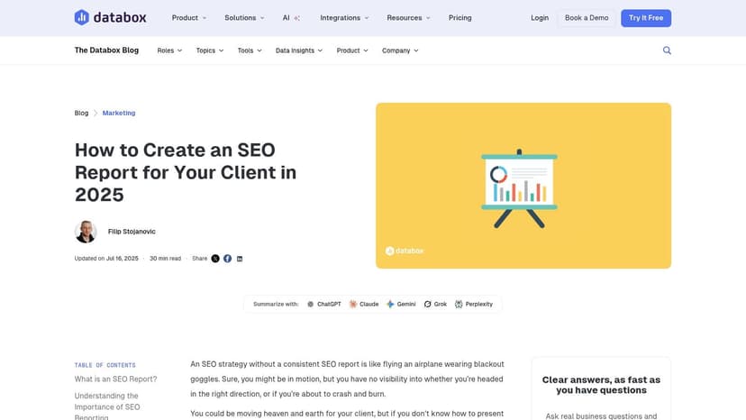 Databox SEO Report Templates With Preview