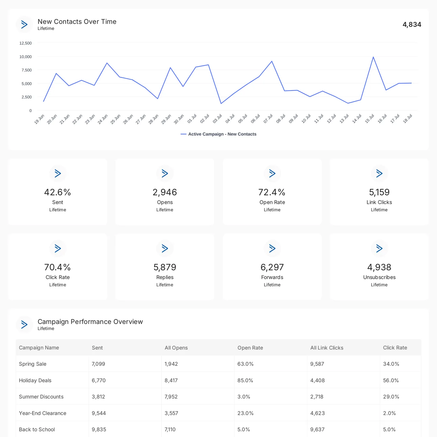 ActiveCampaign reporting template preview