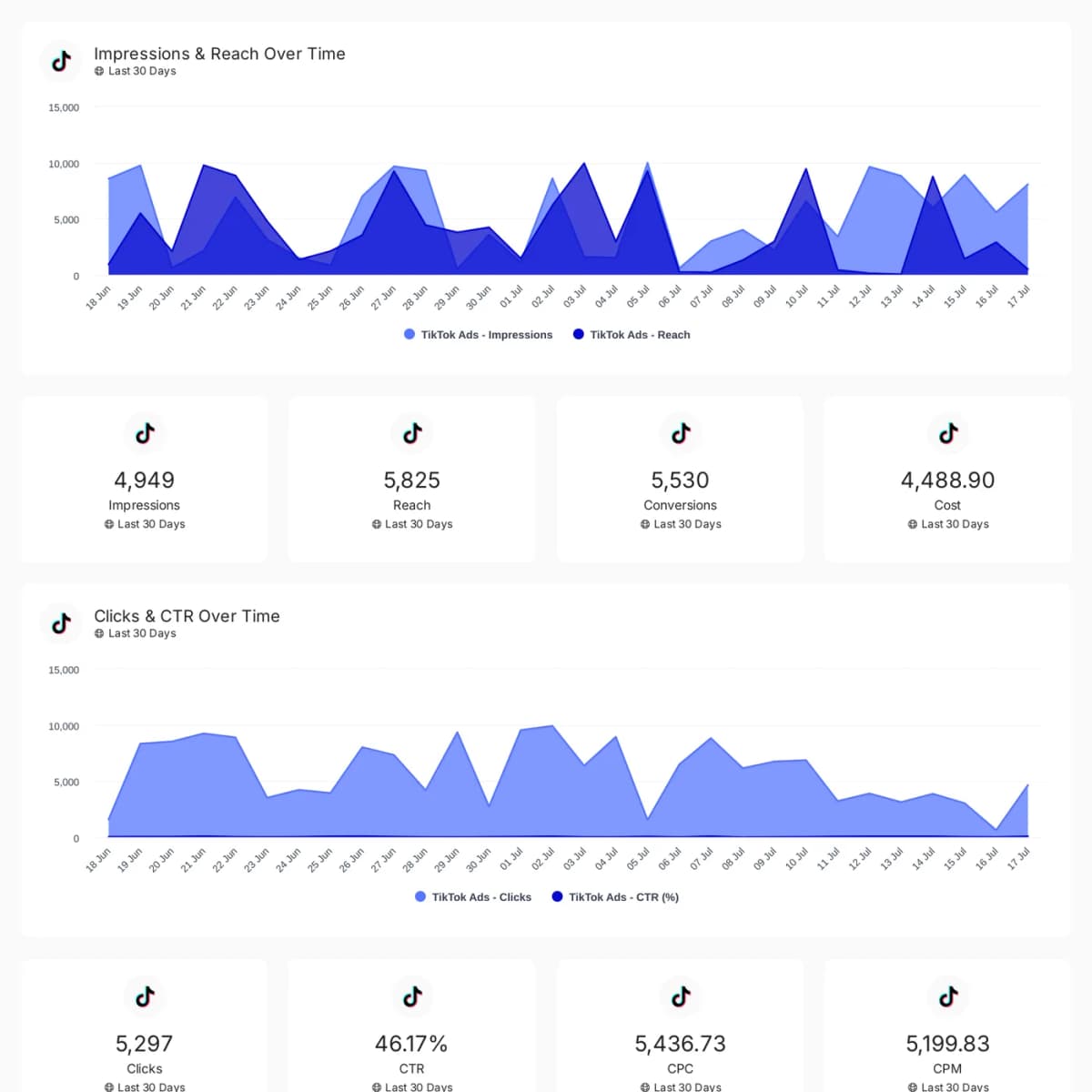 TikTok Ads reporting template preview