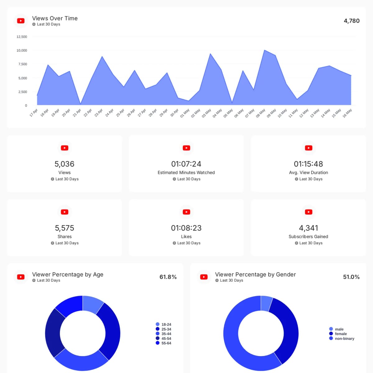 YouTube reporting template preview