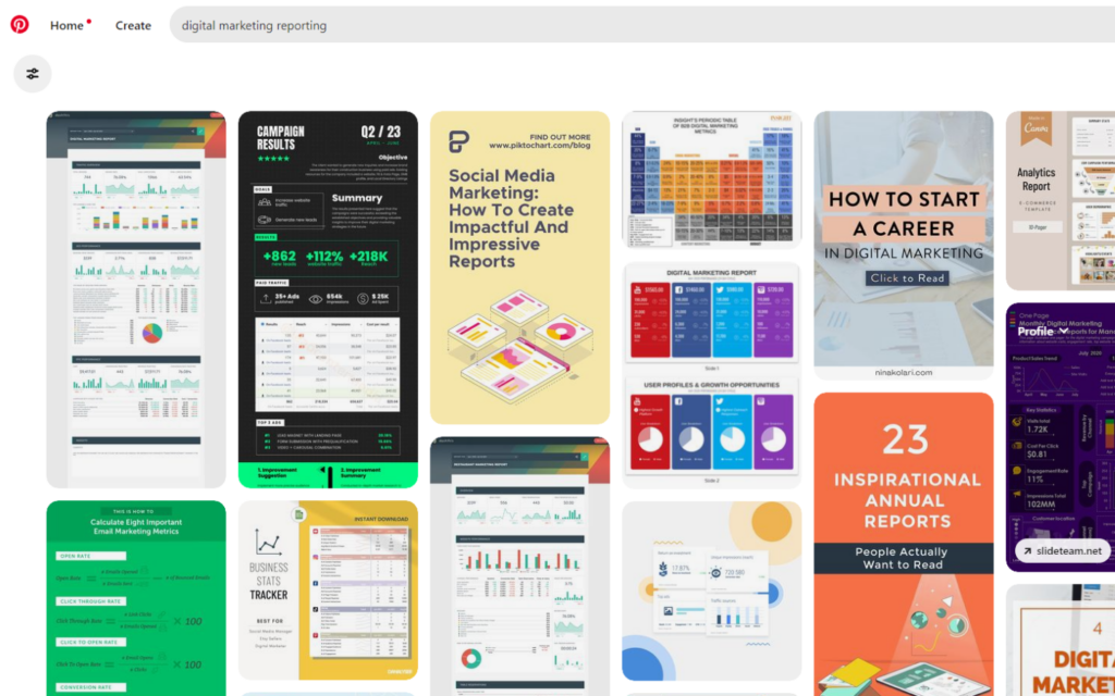 Assortment of influencer marketing report templates and infographics, highlighting tools for analyzing and presenting digital marketing data.